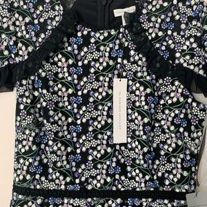 NWT, Monique Lhuillier Floral Embroidered Mesh Midi Dress, size 8